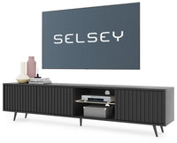 TV spintelė MAGNUS, 175 cm, juoda/ąžuolas