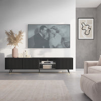 TV spintelė MAGNUS, 175 cm, juoda/ąžuolas