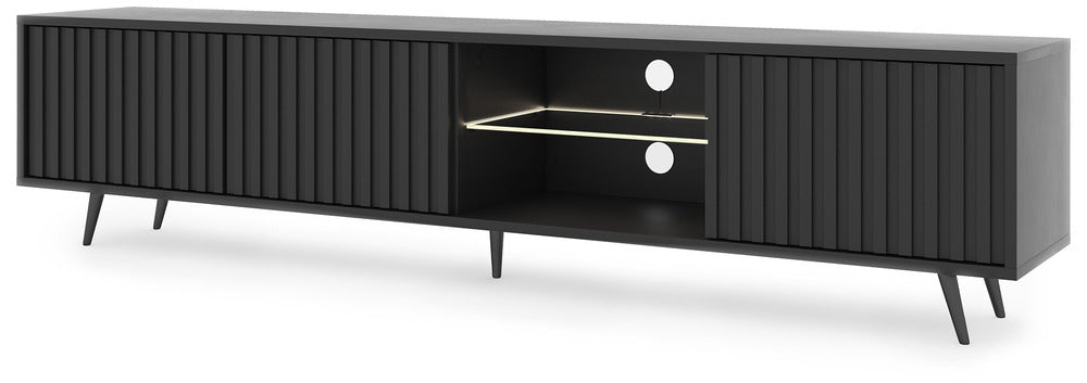 TV spintelė MAGNUS, 175 cm, juoda/ąžuolas