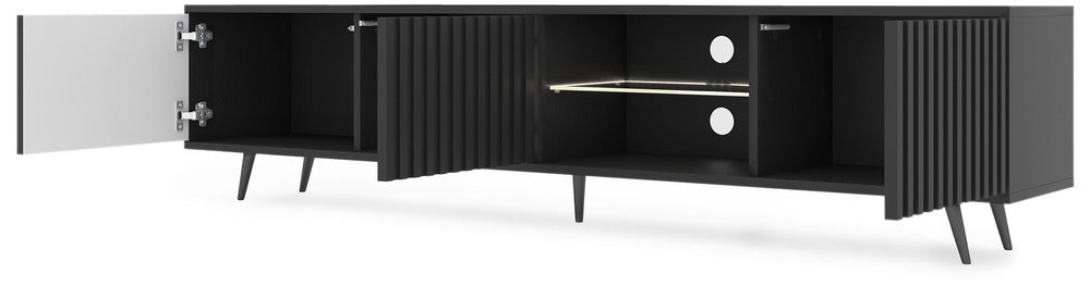 TV spintelė MAGNUS, 175 cm, juoda/ąžuolas