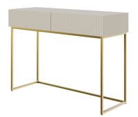 Konsolinis staliukas GREYA, smėlinis, 110 cm, auksinės kojos