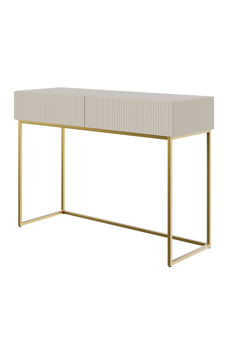 Konsolinis staliukas GREYA, smėlinis, 110 cm, auksinės kojos