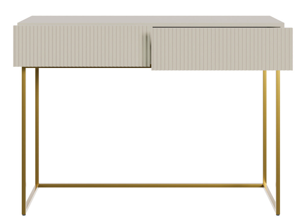 Konsolinis staliukas GREYA, smėlinis, 110 cm, auksinės kojos