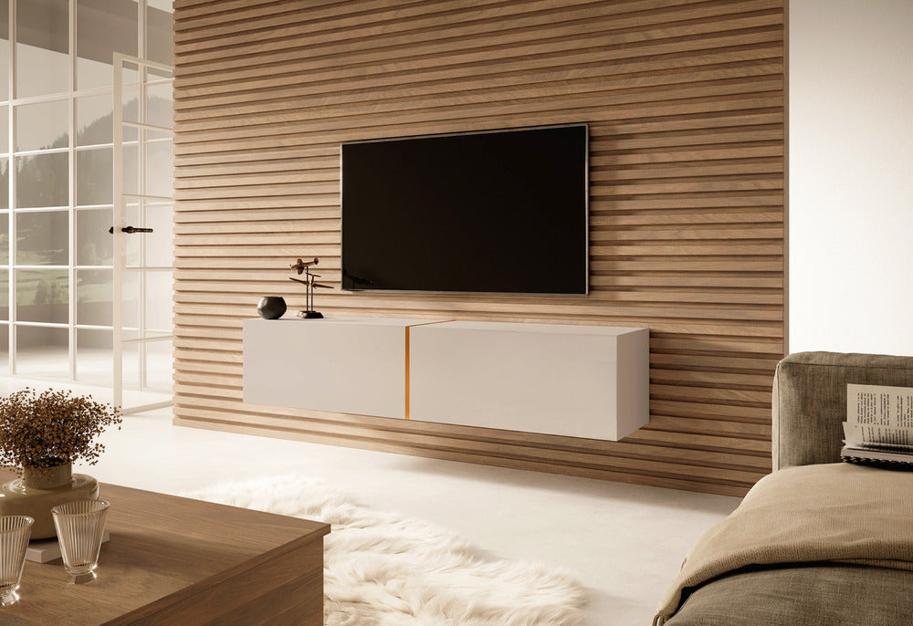 TV spintelė FREJA, 140 cm, kašmyras+auksinė