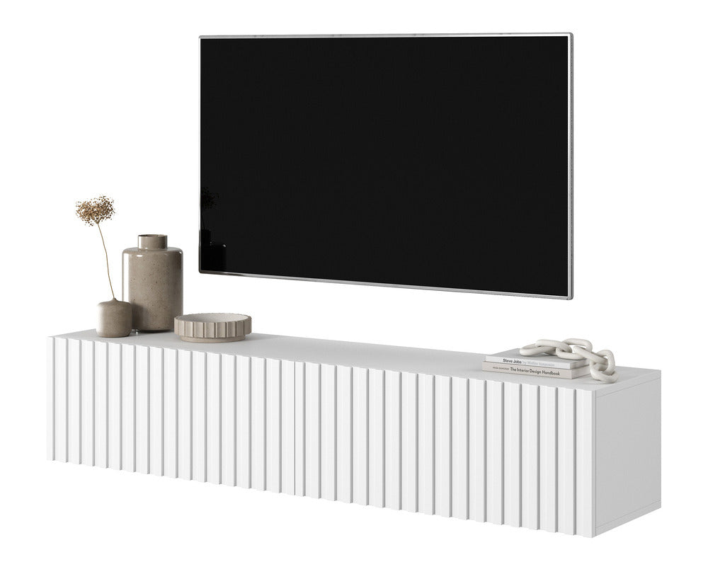 TV spintelė LORCAN, 138,6 cm, balta