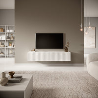 TV spintelė LORCAN, 138,6 cm, balta