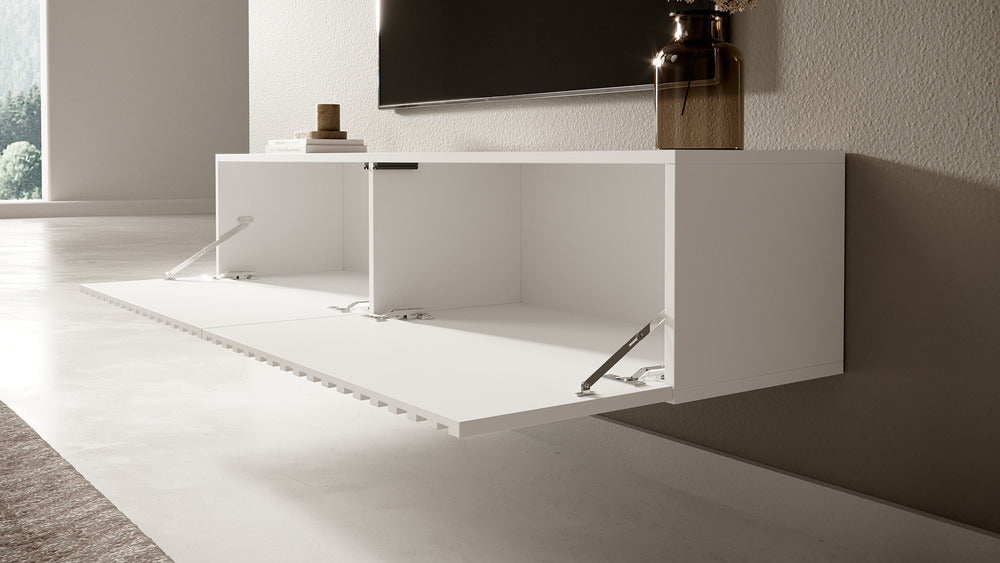 TV spintelė LORCAN, 138,6 cm, balta