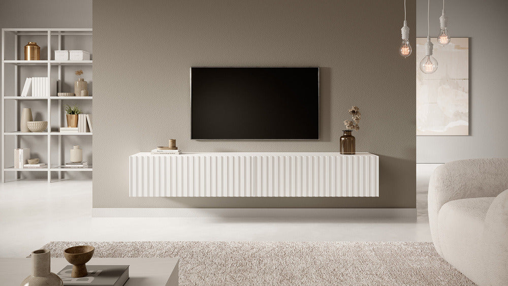 TV spintelė LORCAN, 175 cm, balta