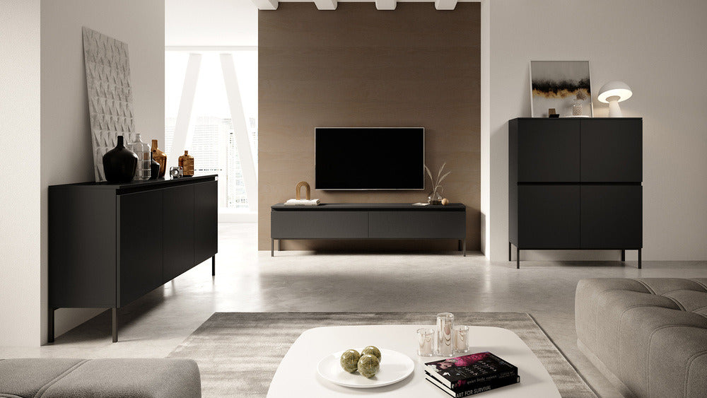 TV spintelė SVEN, juoda, 150 cm, juodos kojos