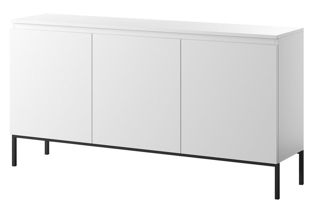 Komoda SVEN, balta, 150 cm, juodos kojos