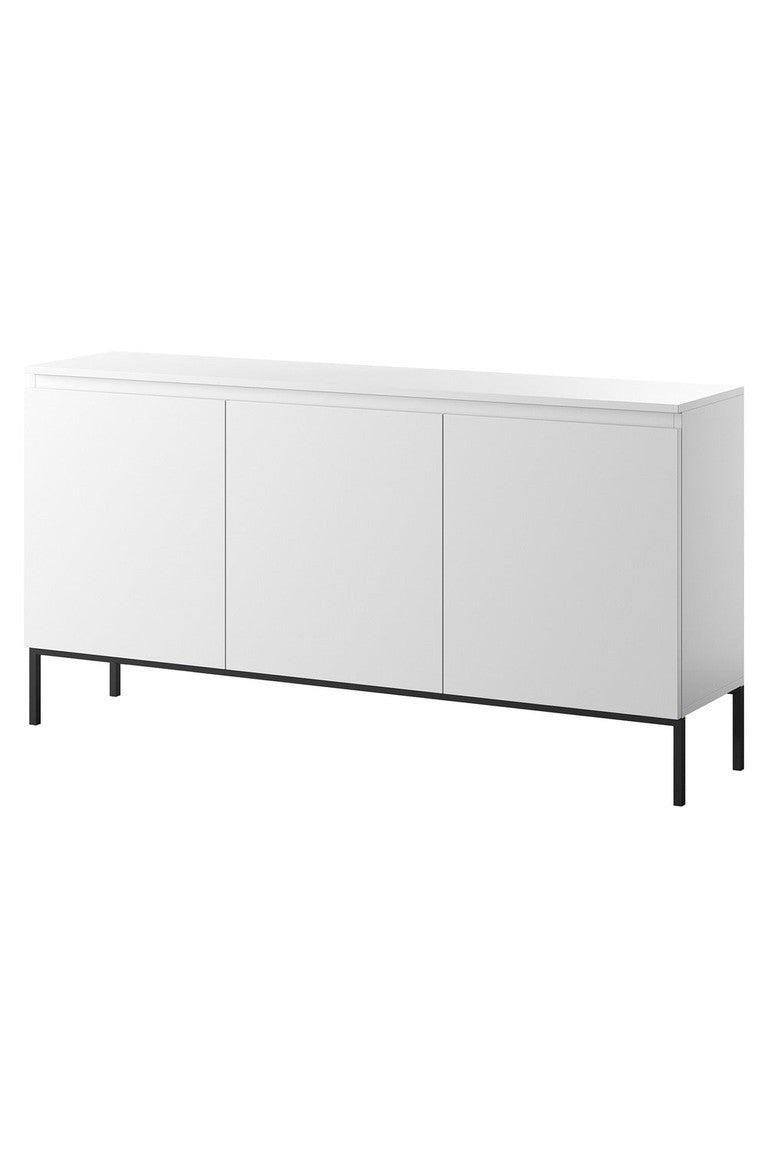 Komoda SVEN, balta, 150 cm, juodos kojos