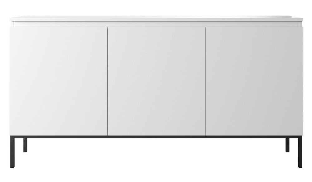 Komoda SVEN, balta, 150 cm, juodos kojos