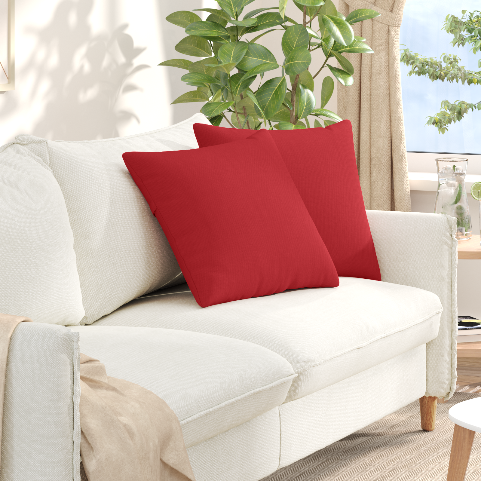 Sofa Pagalvės 2 pcs Raudona 50 x 50 cm audinys