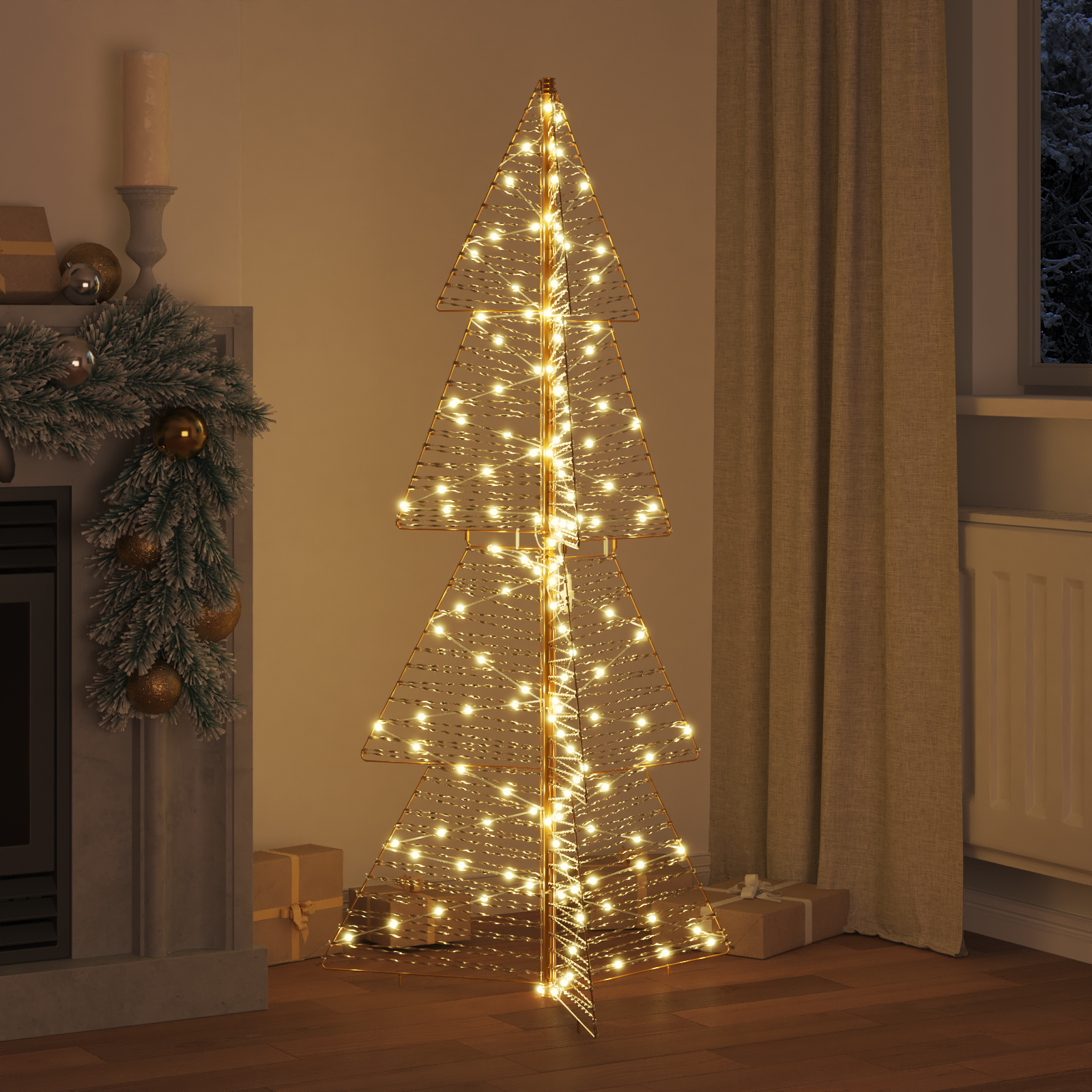Ziemassvētku egle ar 160 LED silti balta 150 cm PET