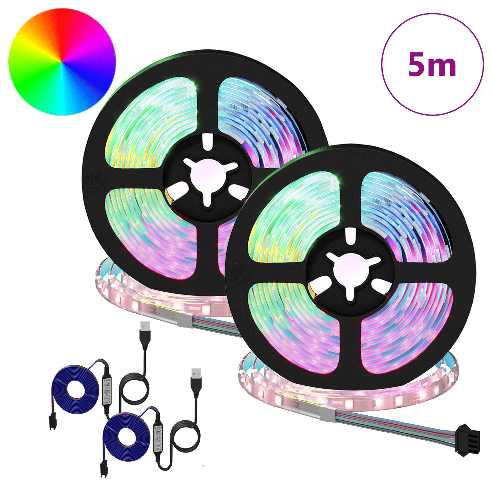 LED juosta 4 pcs Juoda ir permatoma 250 cm Varis ir plastikas