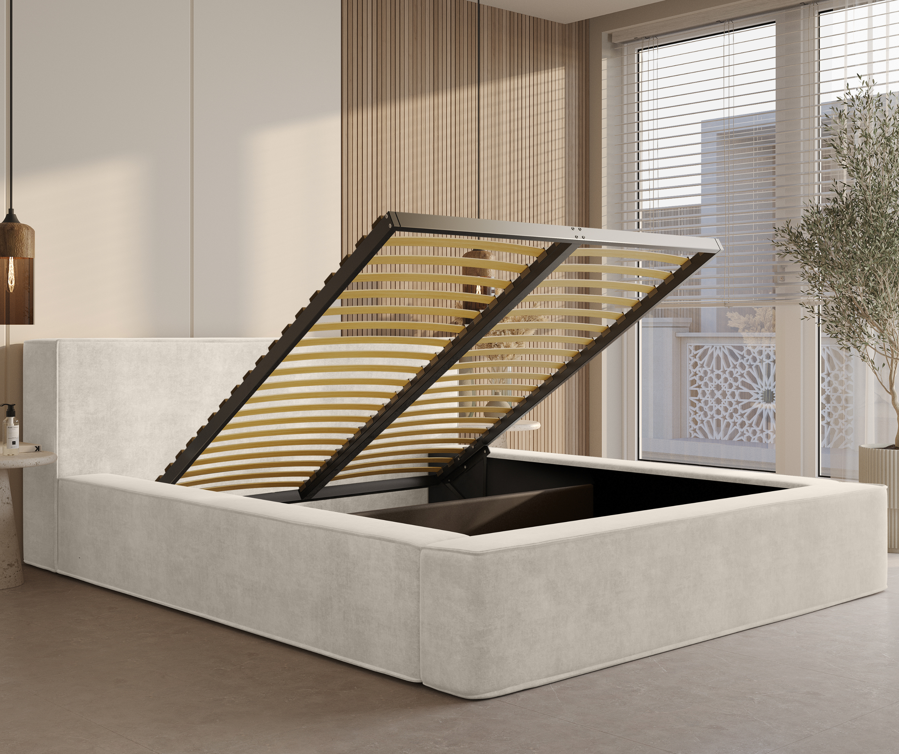 Lova BERNAND, šviesiai kreminis veliūras