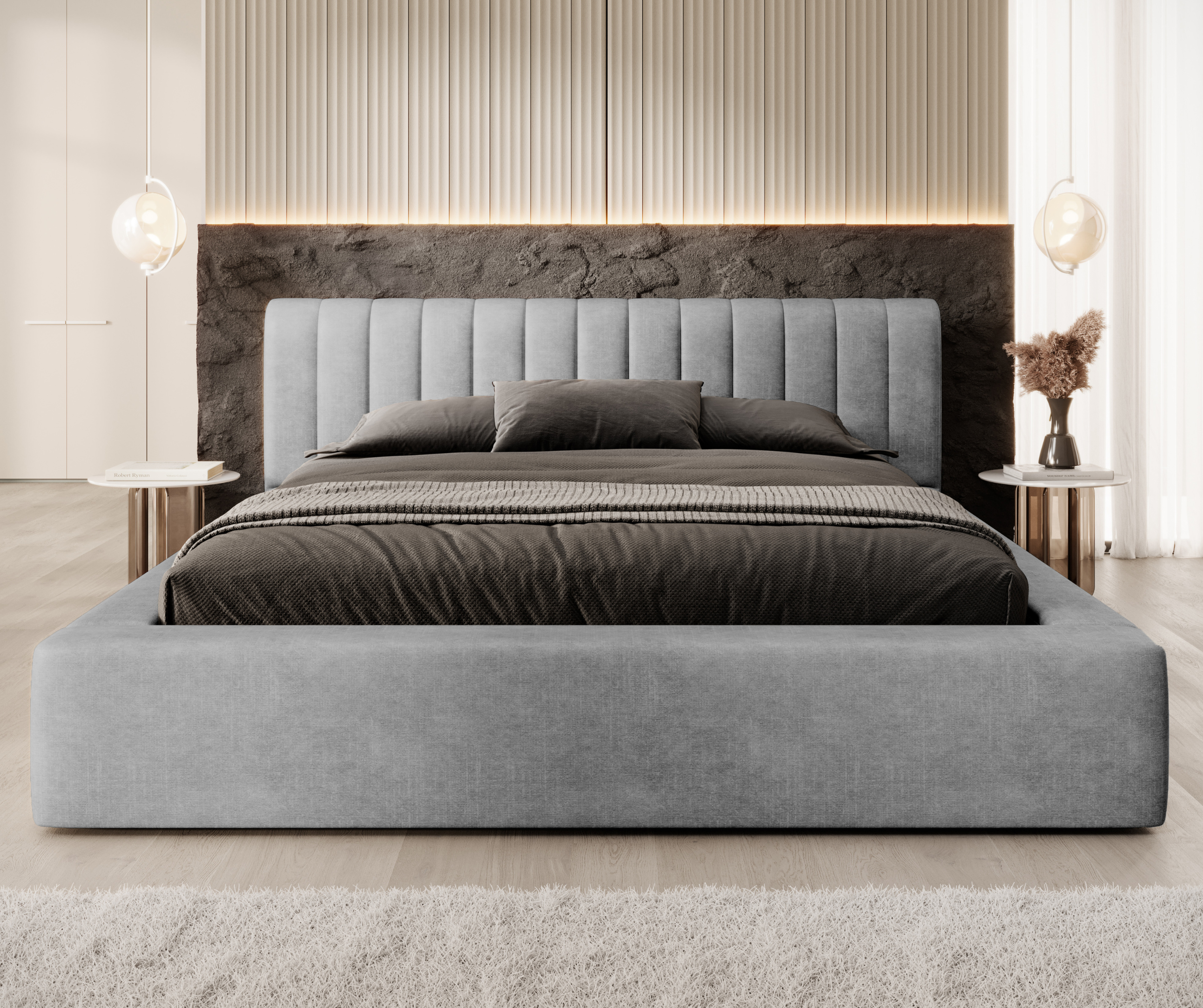 Lova AUKE, šviesiai pilka