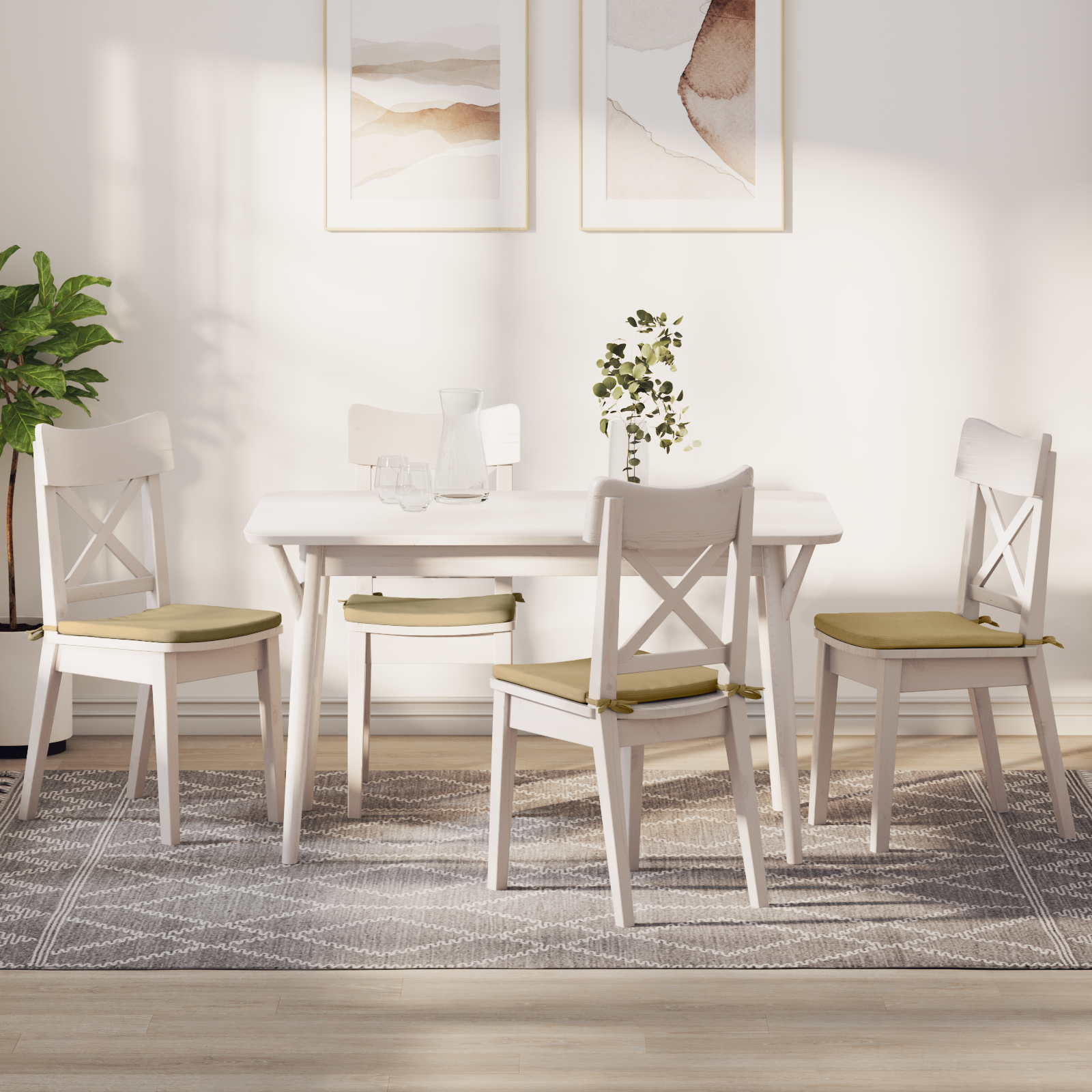 Sėdynių pagalvėlės 4 pcs Pilkai žalia 40 x 40 x 3 cm