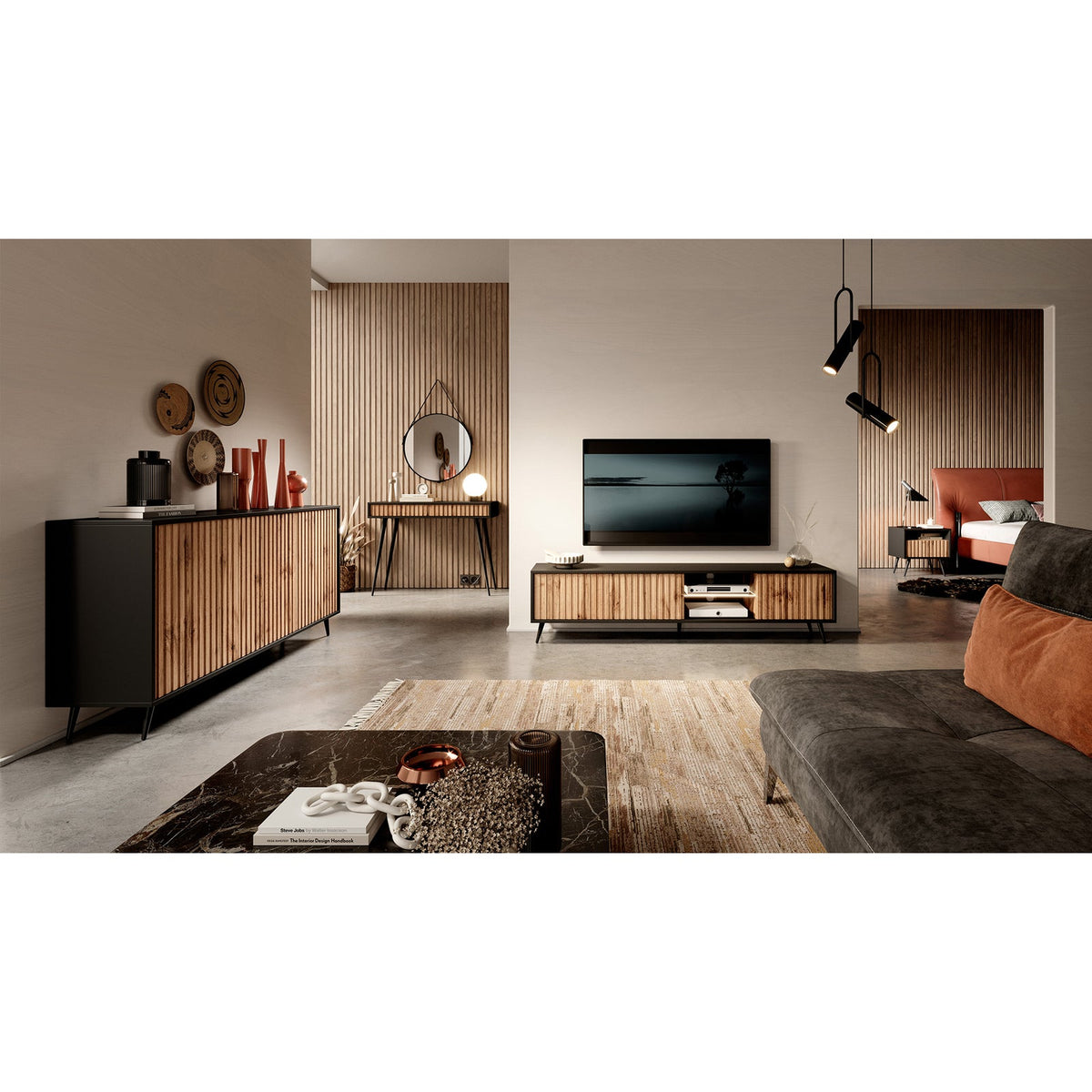 TV spintelė MAGNUS, juoda, 175 cm