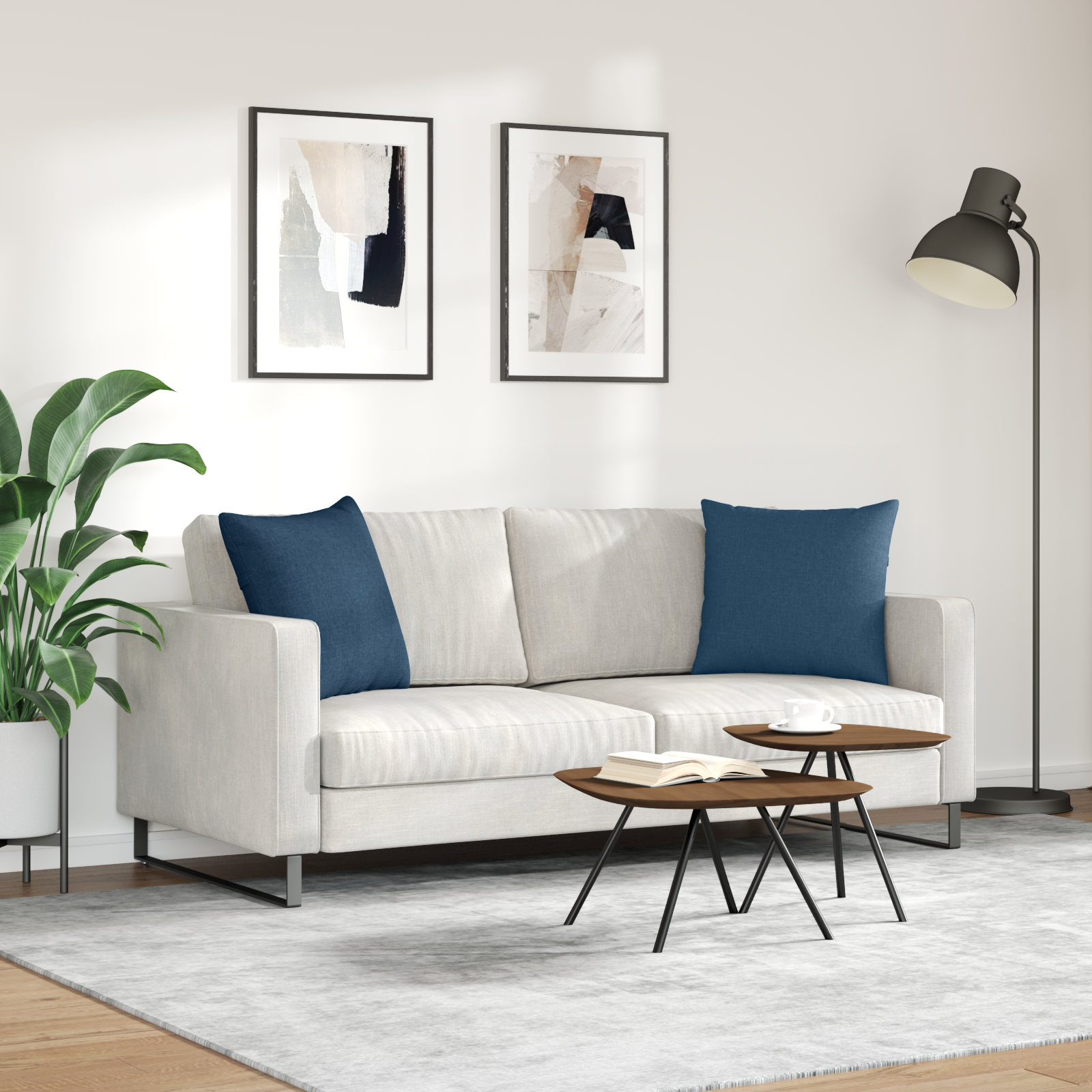 Sofa Cushions 2 pcs Blue 50 x 50 cm fabric