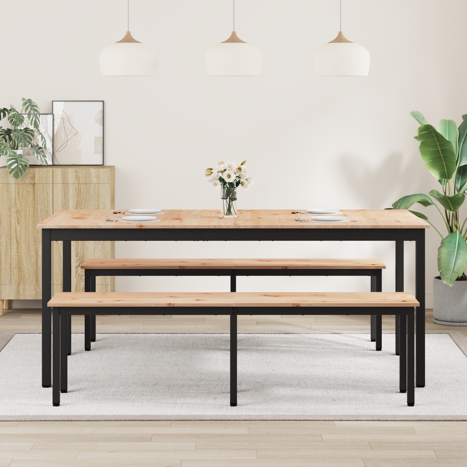 Valgomojo stalas Natūrali 180 x 90 x 75 cm
