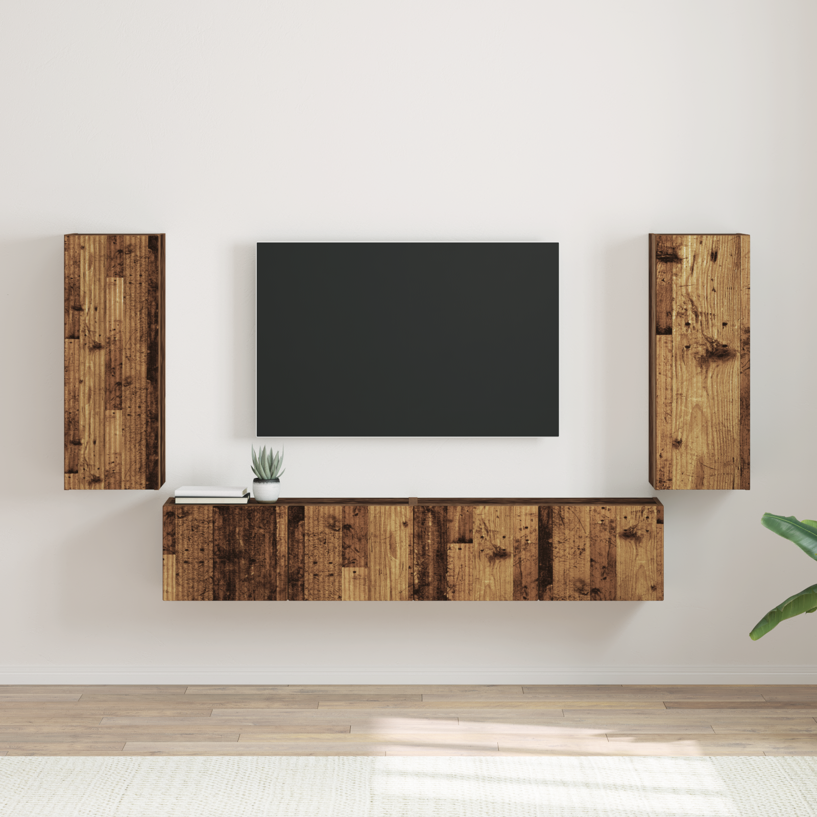 TV sieninė spintelė 2 pcs Senovinis medis 30 x 31 x 80 cm