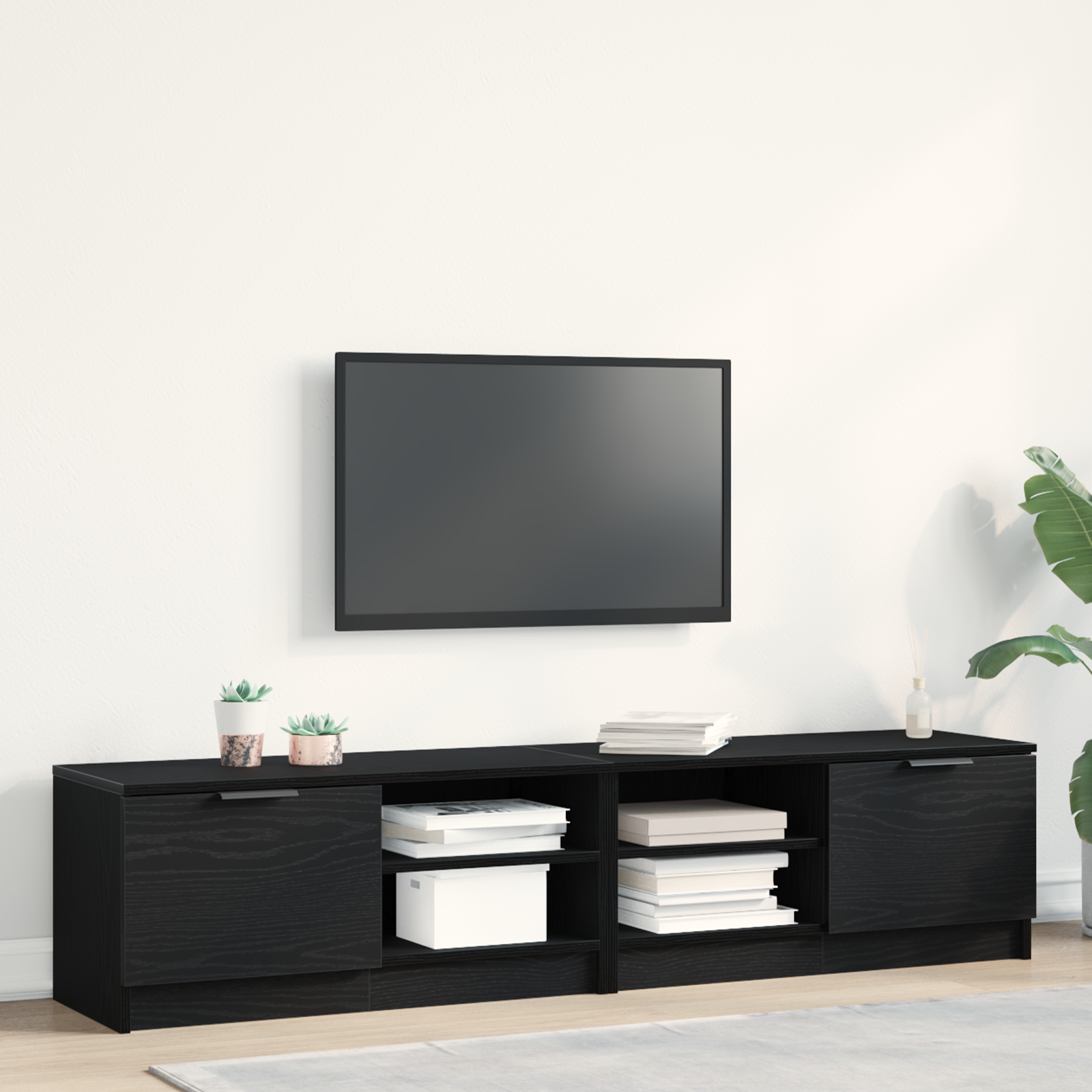 TV cabinet 2 pcs Black 80 x 35 x 36.5 cm