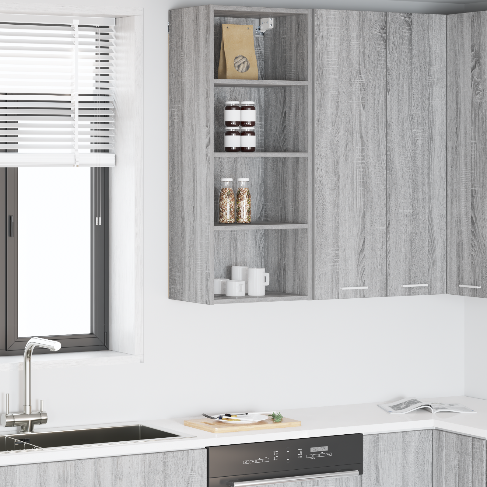 Wall Cabinet Riga Grey Sonoma 40 x 29.5 x 100 cm