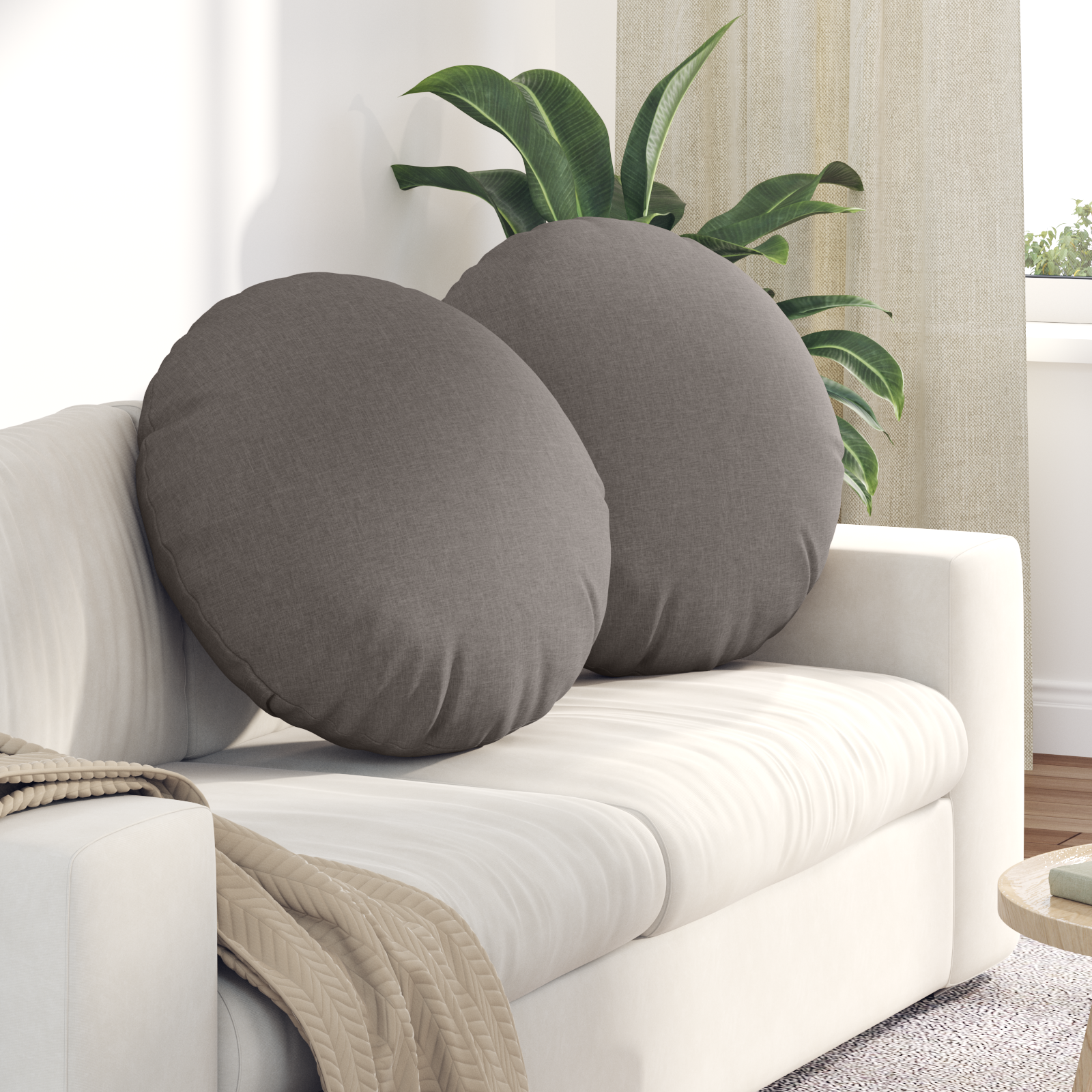 Sėdynių pagalvėlės 2 pcs Taupe Ø80 x 29 cm audinys