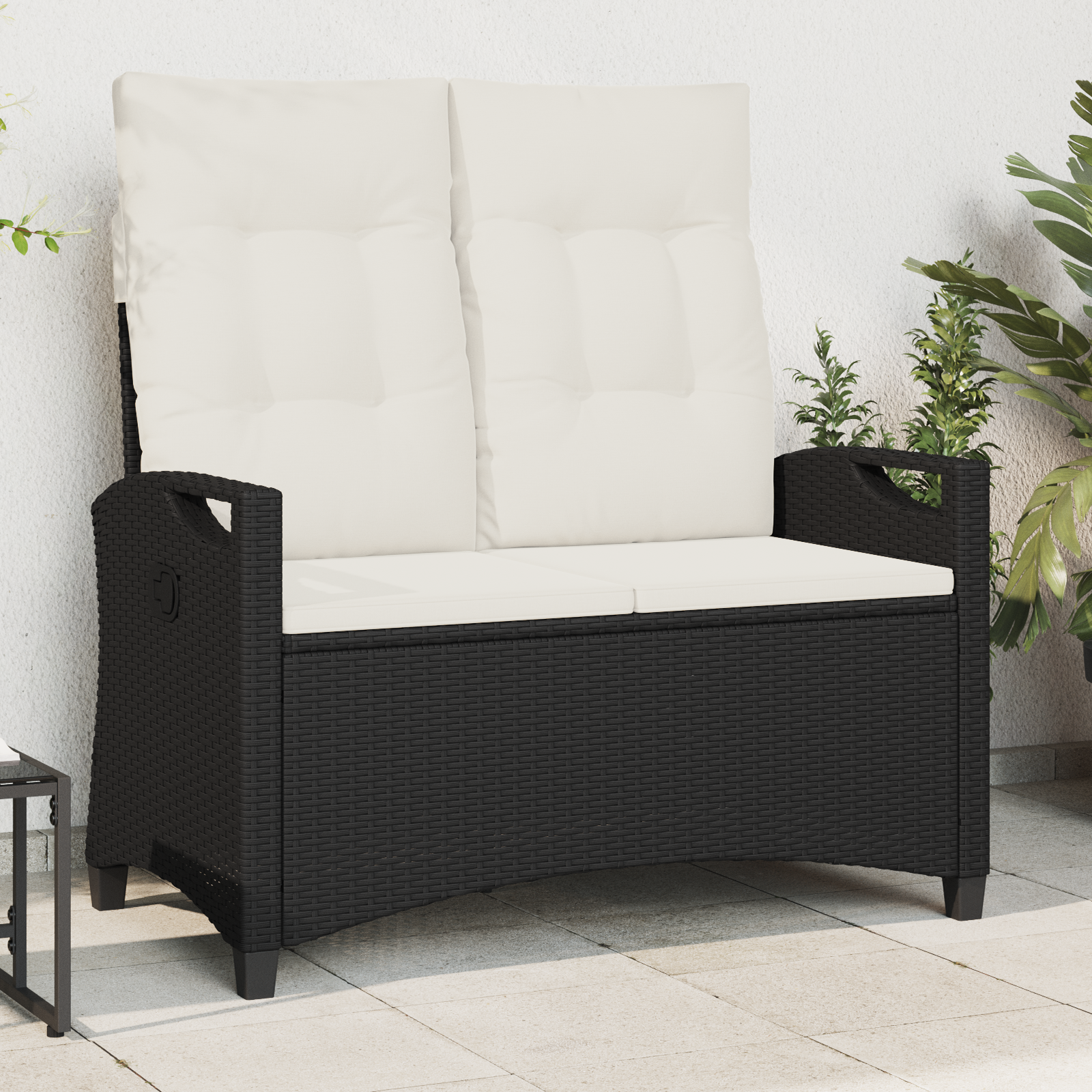 Sodo suolas su pagalve Juoda ir kreminė 105 x 60 x 112 cm