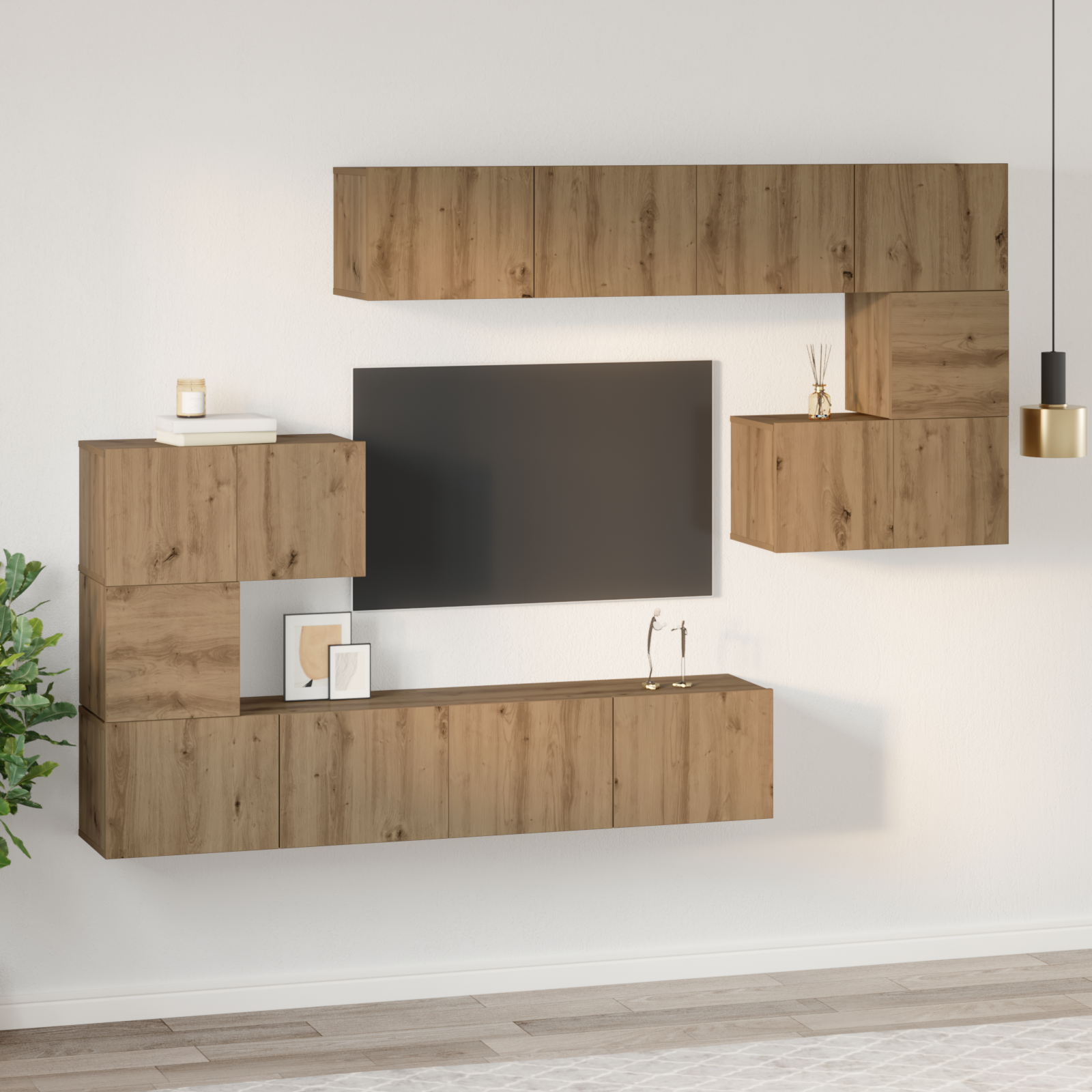TV spintelių komplektas 8 pcs Amatininkų ąžuolas