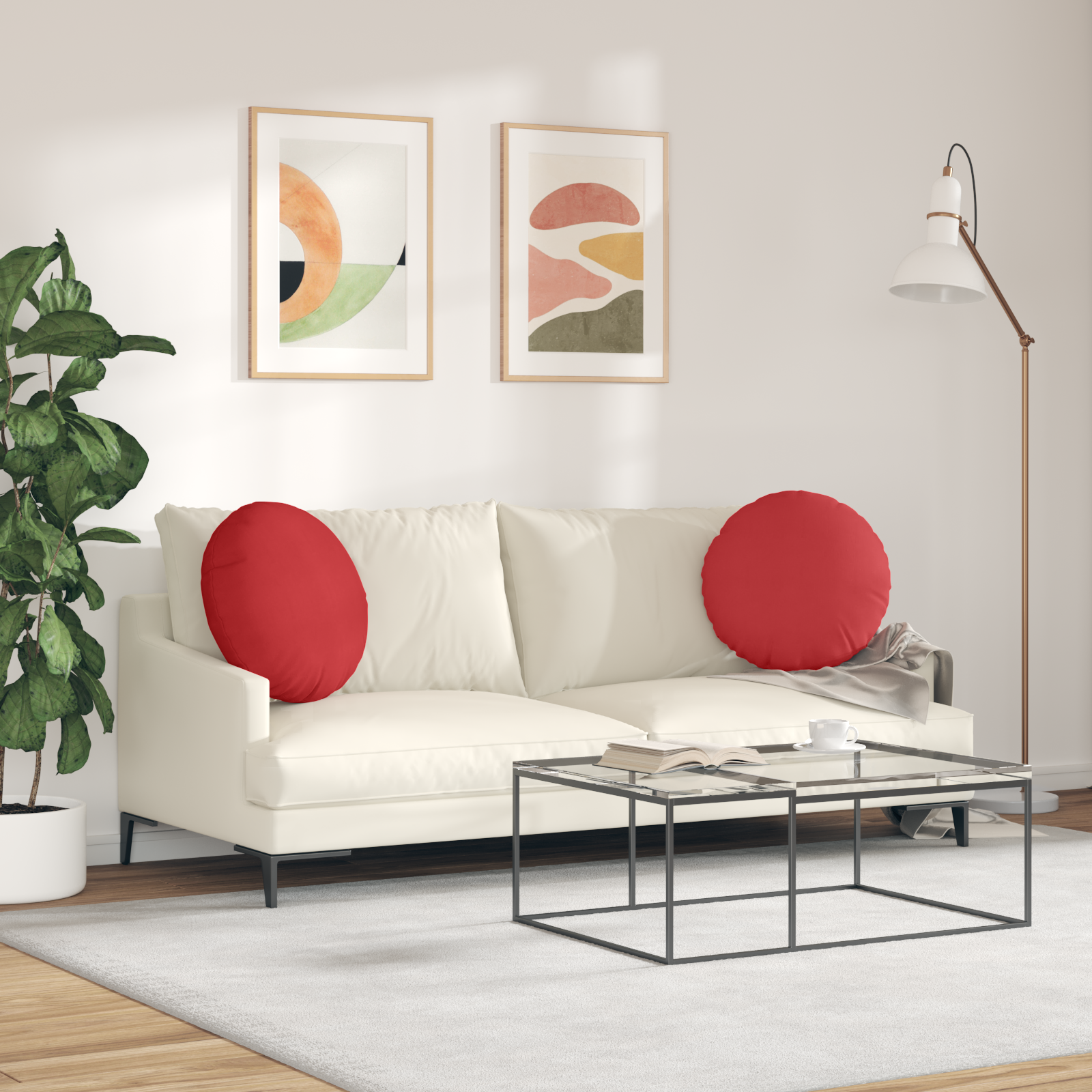 Sėdynių pagalvėlės 2 pcs Raudona Ø50 x 19 cm audinys