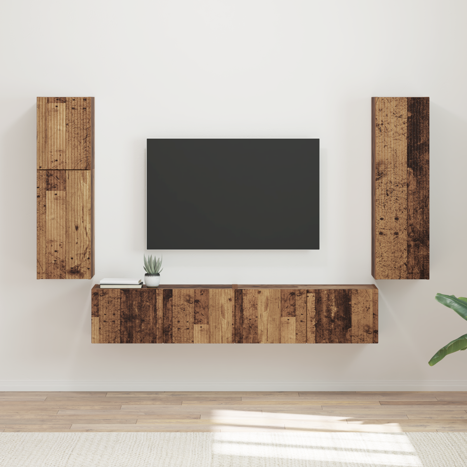 TV Cabinet Set 4 pcs Old Wood Engineered Wood