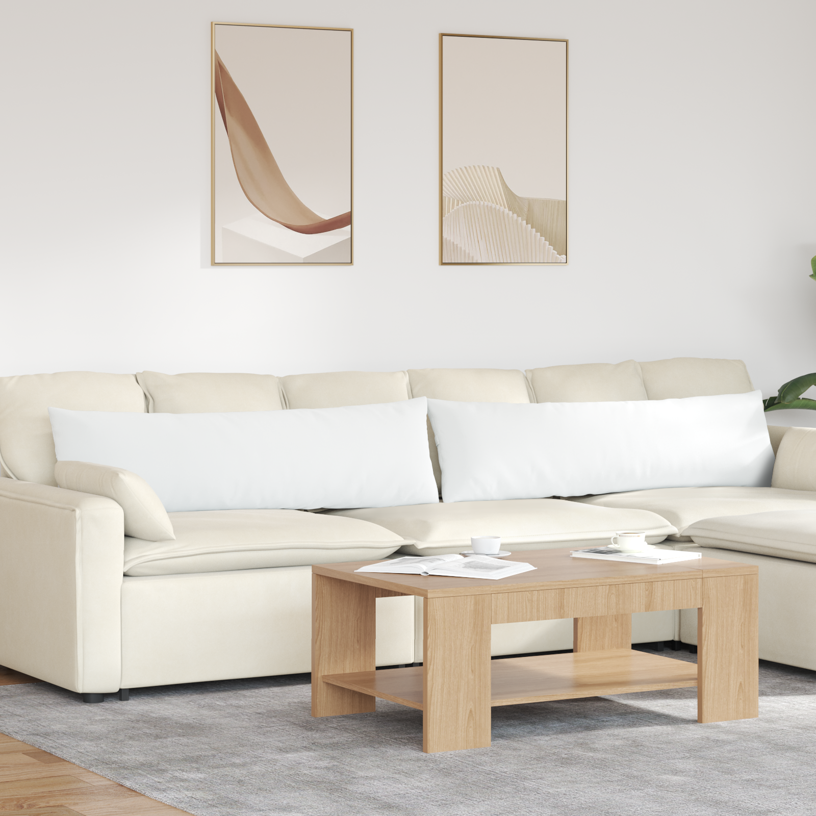 Dīvāna Spilveni 2 gab Baltā krāsā 145 x 40 cm audums