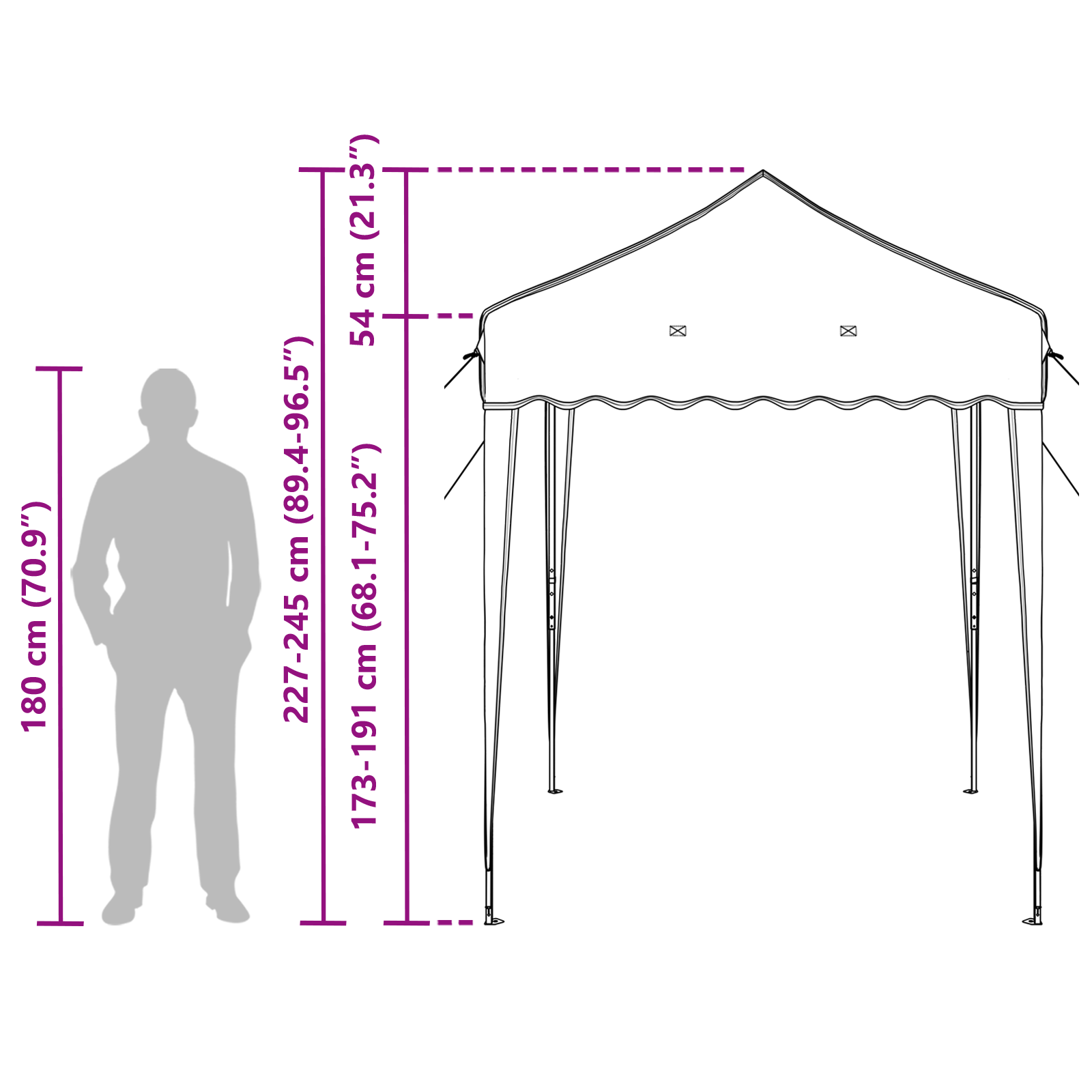 Pop-Up Party Tent Cream 195 x 195 x 245 cm