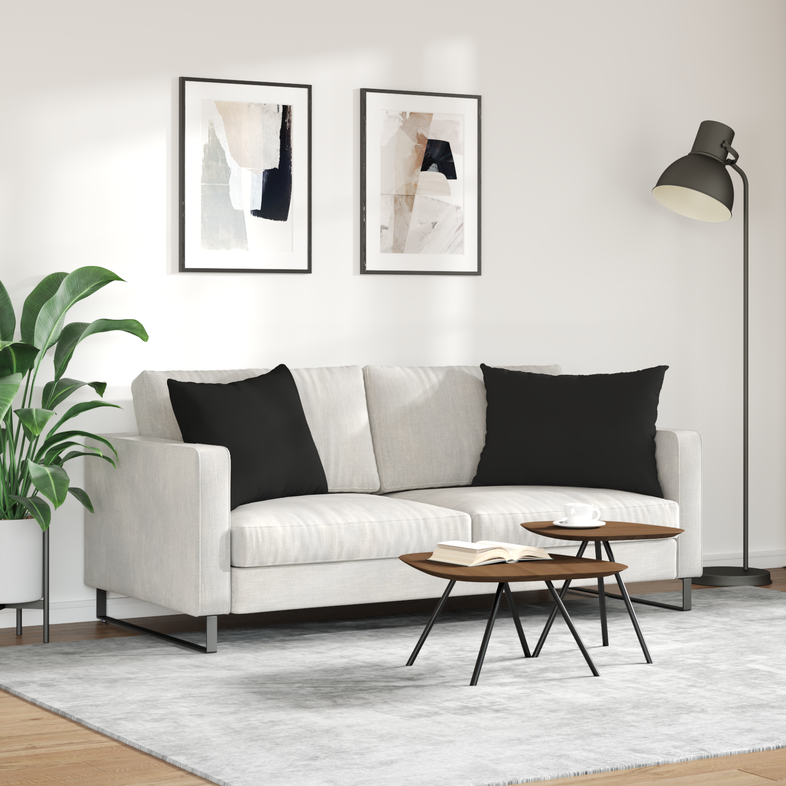 Sofa Pagalvės 2 pcs Juoda 70 x 50 cm audinys