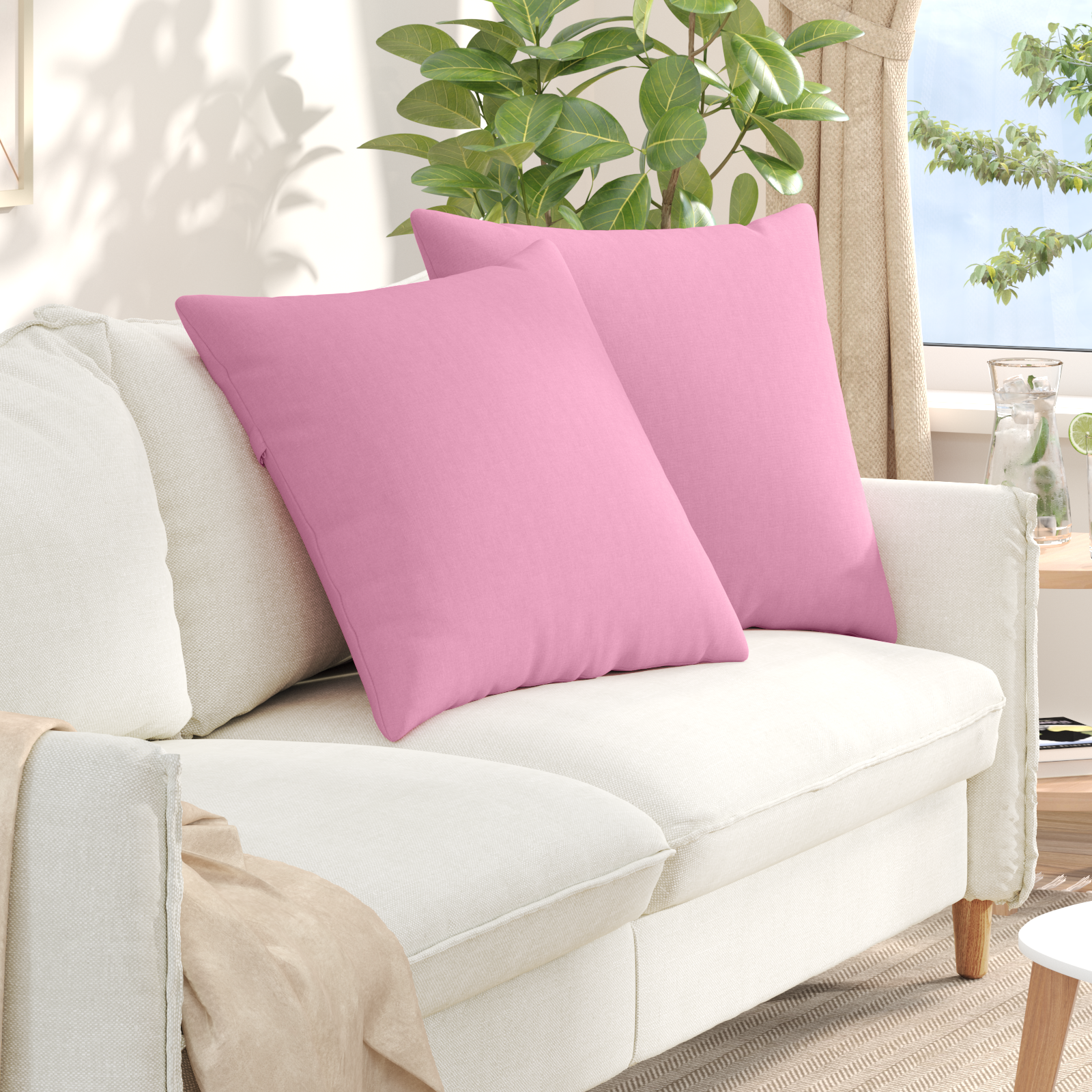 Sofa Pillows 2 pcs Pink 60 x 60 cm fabric