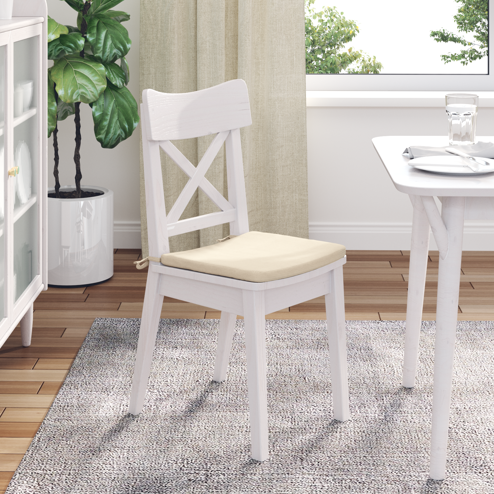 Sėdynių pagalvėlės 4 pcs Kreminė 40 x 40 x 3 cm