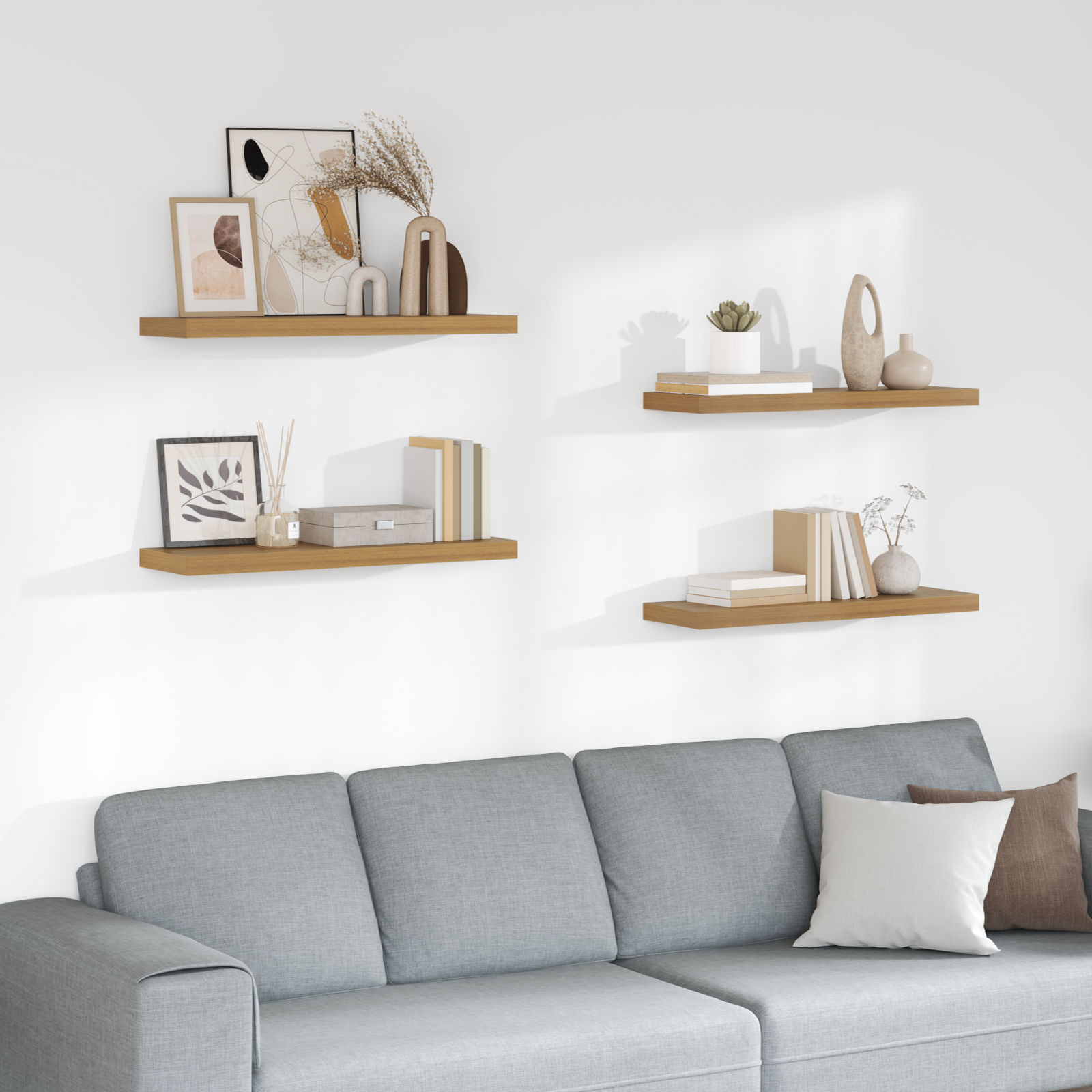 Sieninė lentyna 4 pcs Ruda 90 x 23,5 x 4 cm Apdirbta mediena