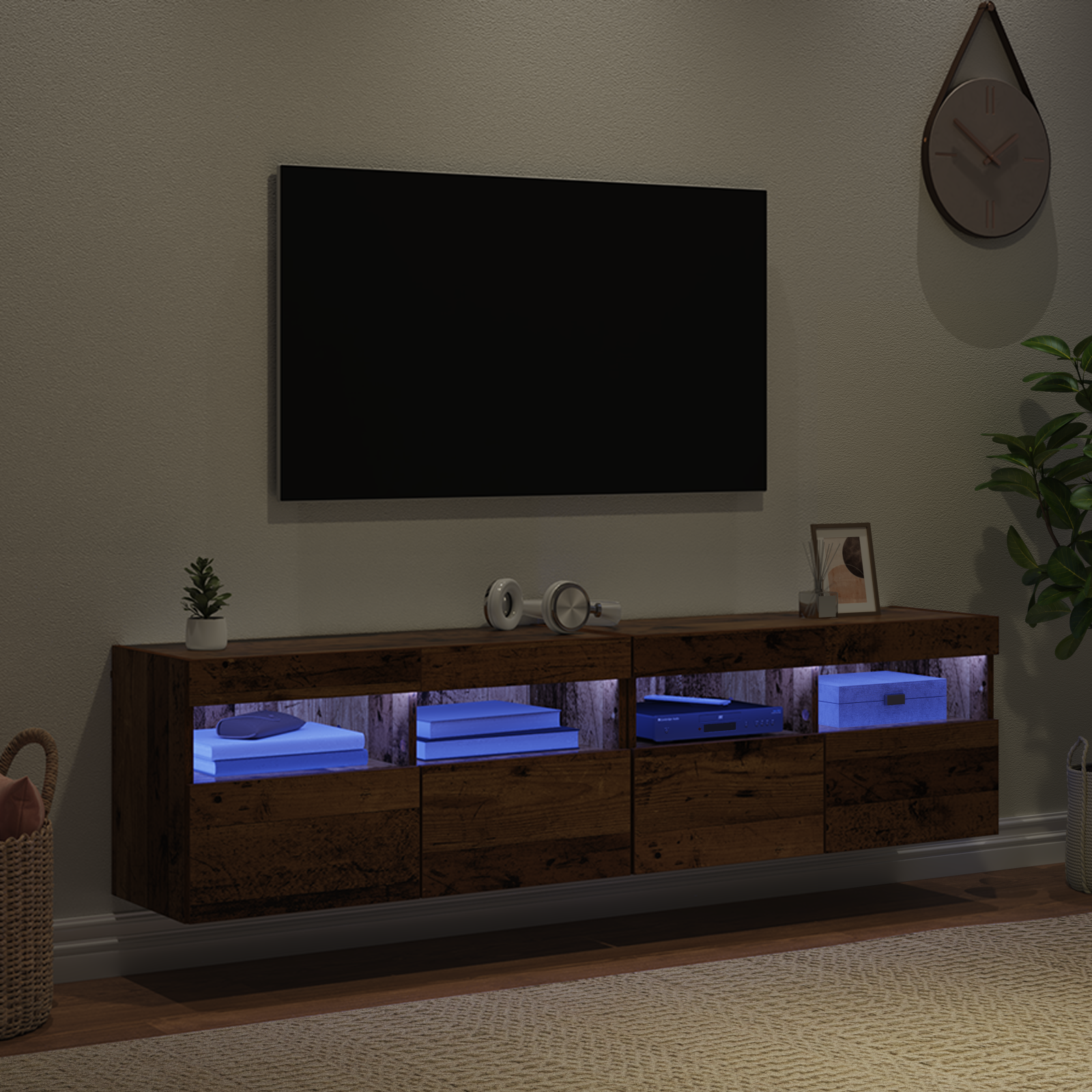 TV sieniniai spintelės 2 pcs Senovinis medis 80 x 30 x 40 cm