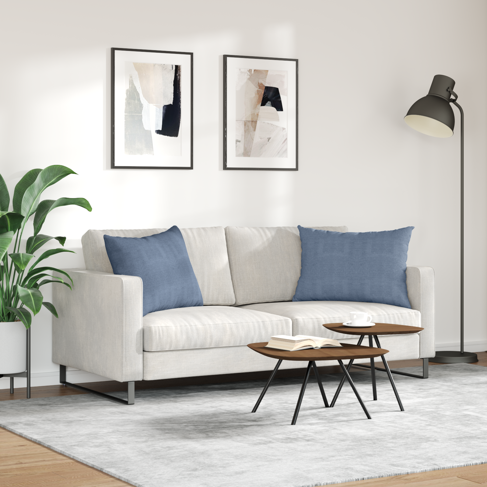 Sofa Pagalvės 2 pcs Mėlyna 70 x 50 cm Kordūrinis audinys