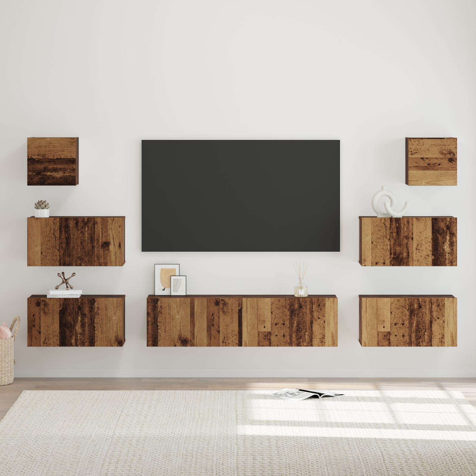 TV spintelių komplektas 8 pcs Senovinis medis Apdirbta mediena