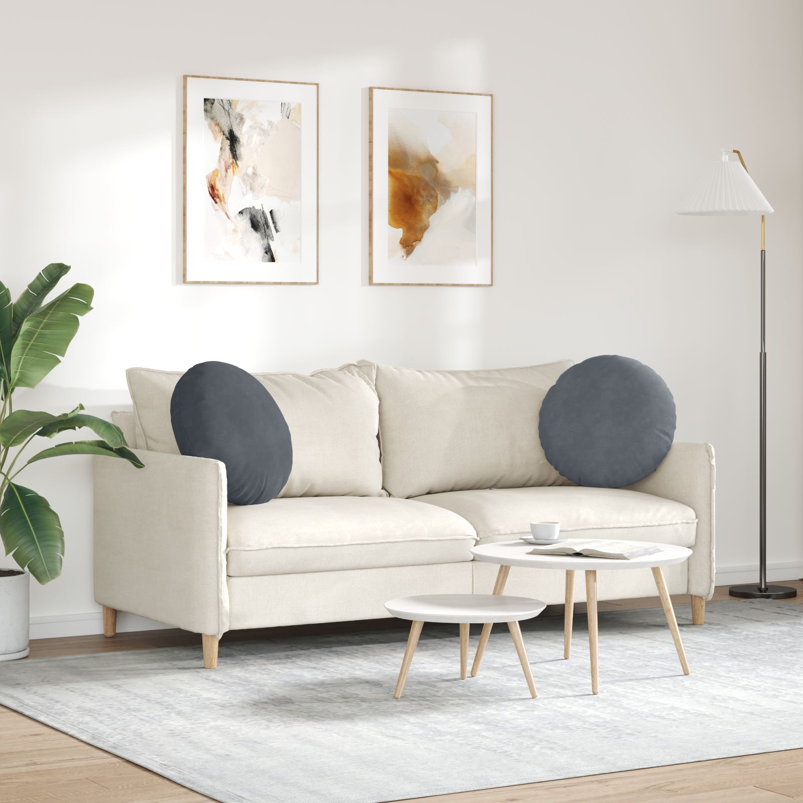 Sėdynių pagalvėlės 2 pcs Tamsiai pilka Ø 40 x 13 cm Aksomas