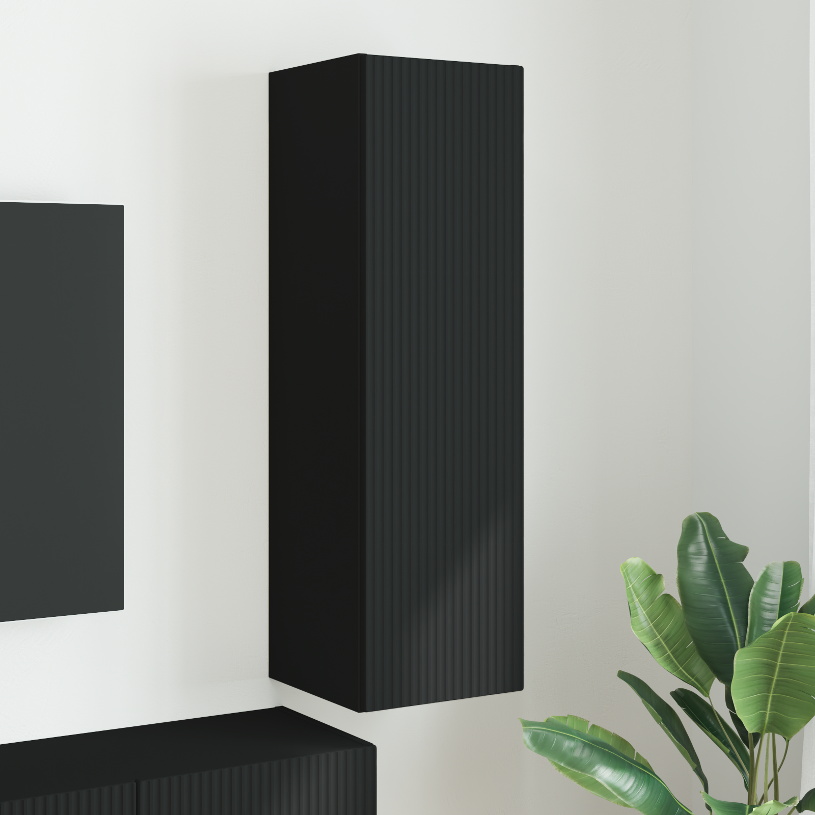 TV sienas skapītis melns 30 x 31 x 100 cm inženierijas koks