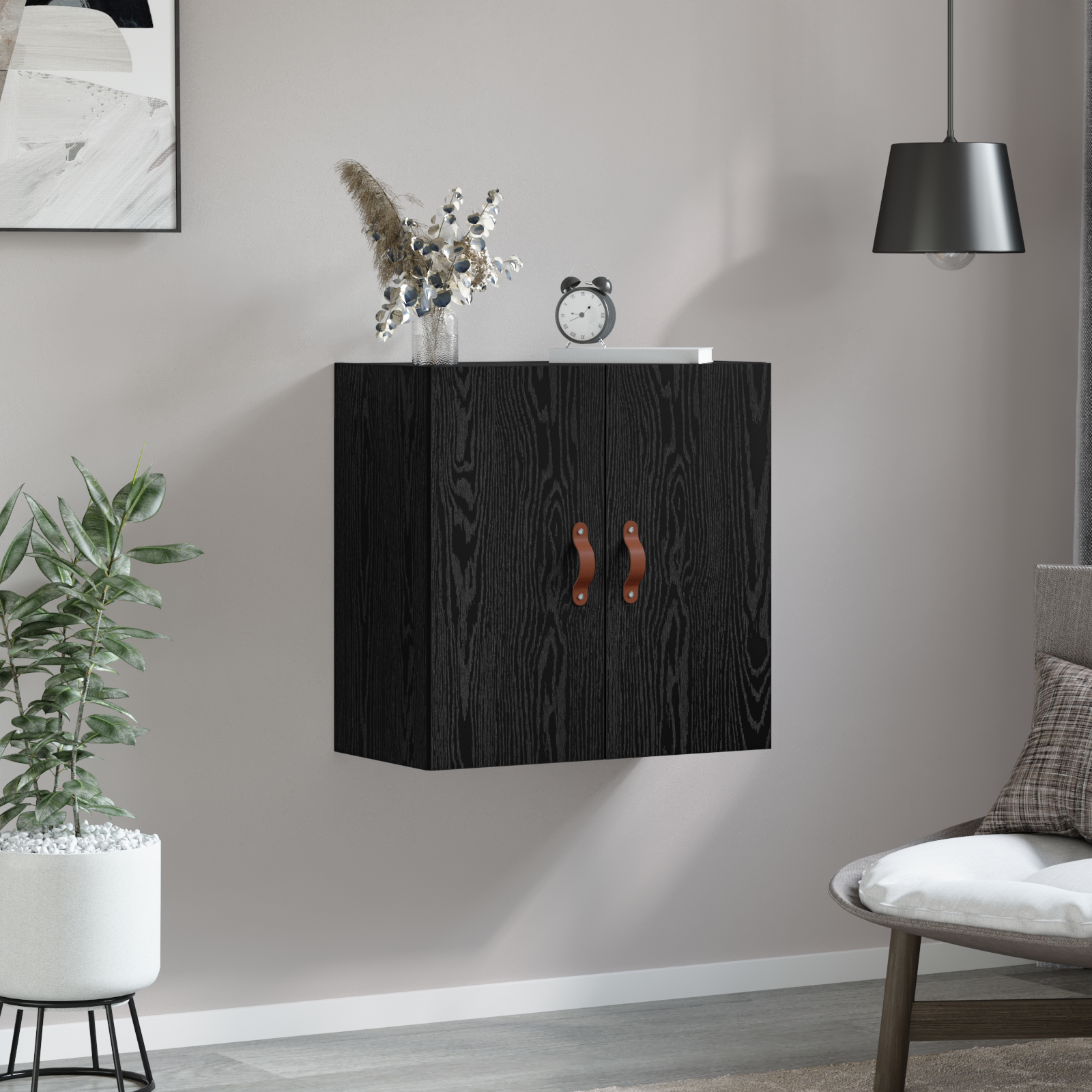 Sieninė spintelė juoda ąžuolo 60 x 31 x 60 cm Apdirbta mediena