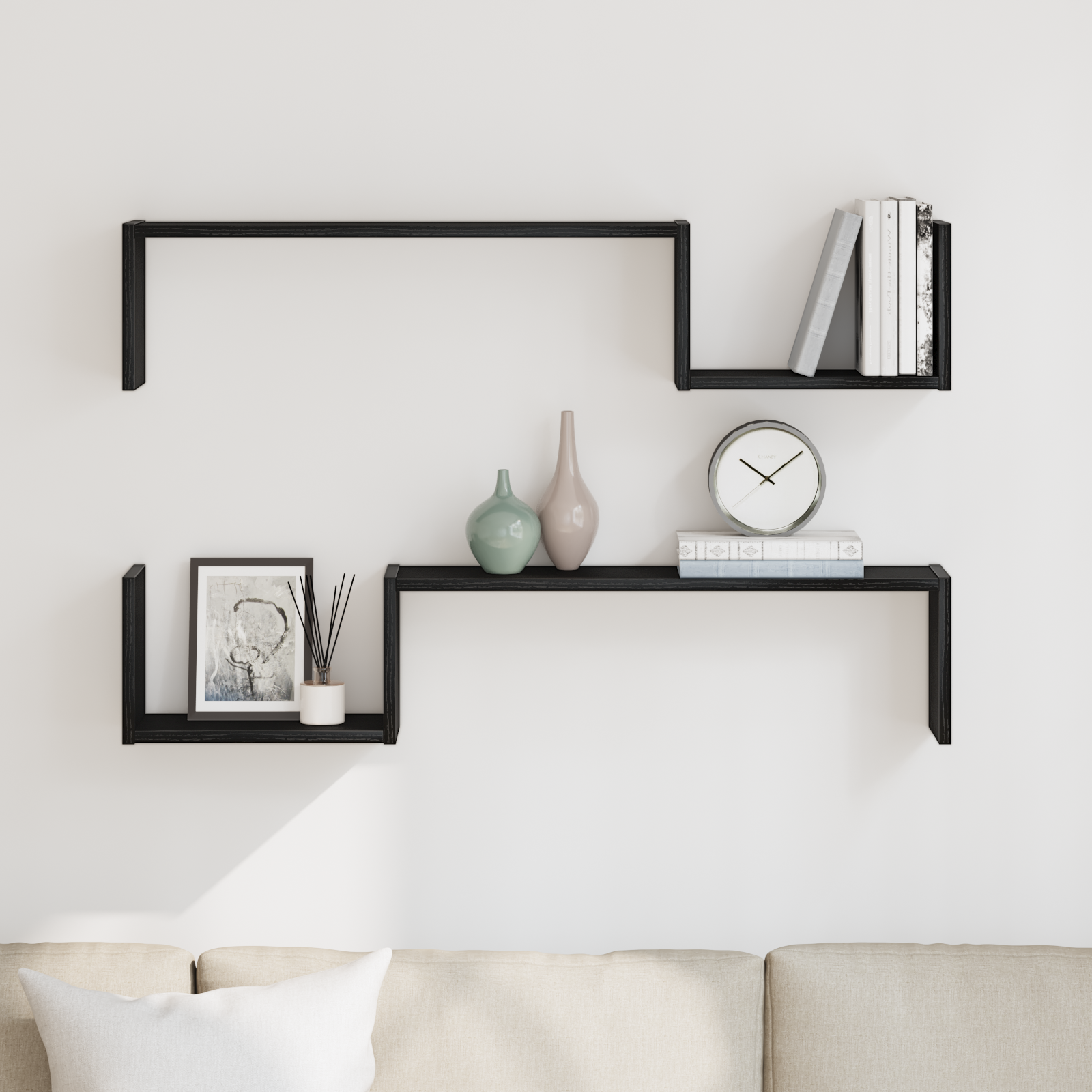 Wall Shelf 2 pcs Black Oak 100 x 15 x 20 cm
