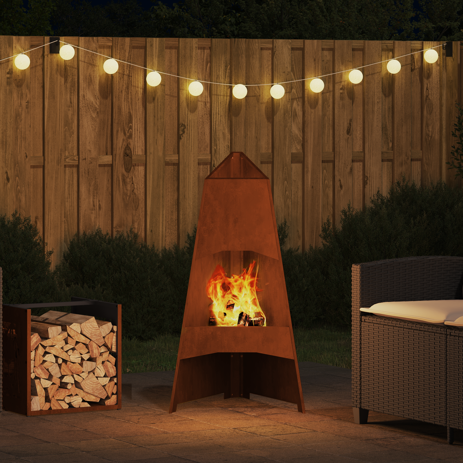 Fire Pit Brown 50 x 50 x 95 cm Steel