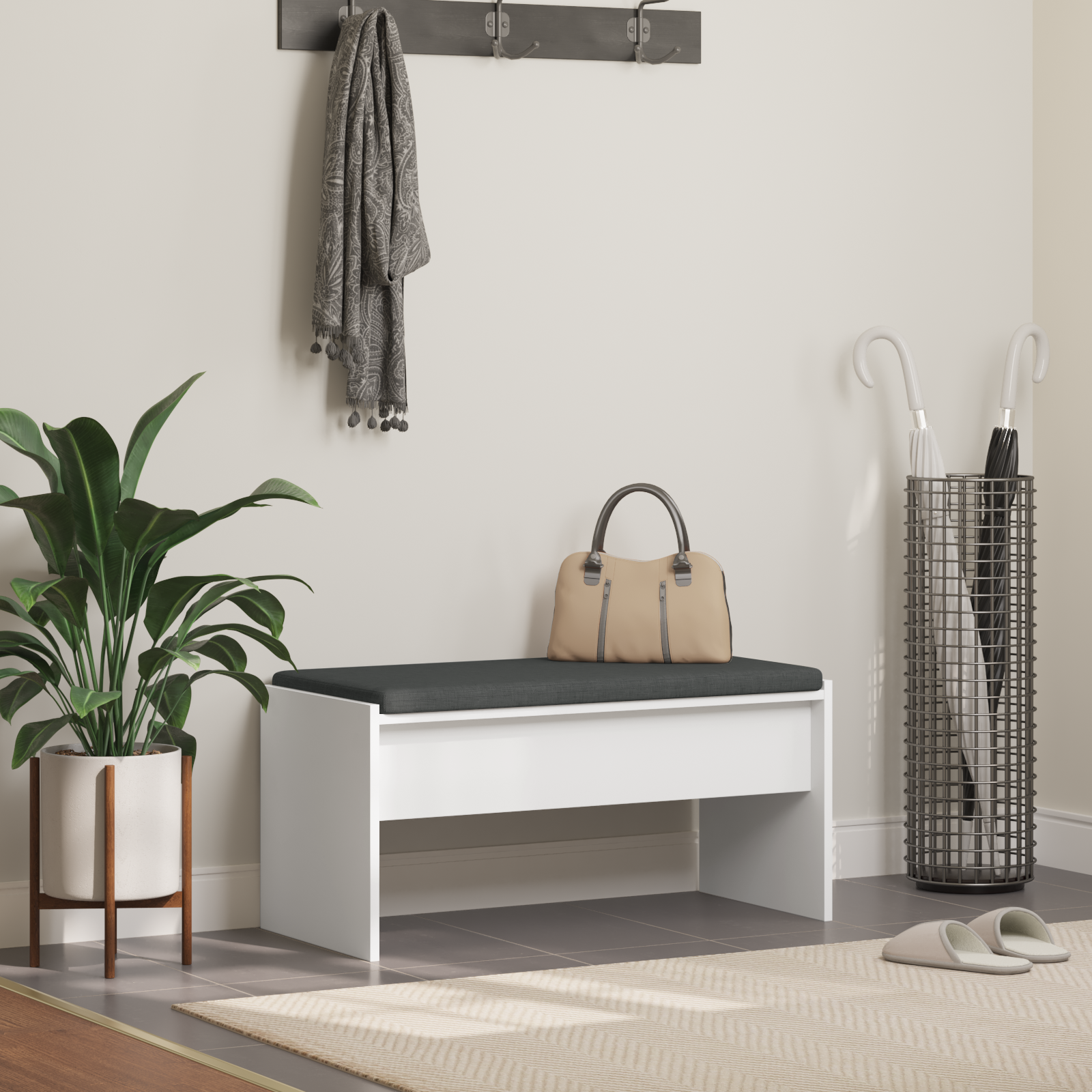 Koridora sols ar spilvenu Balts 80 x 38 x 46 cm