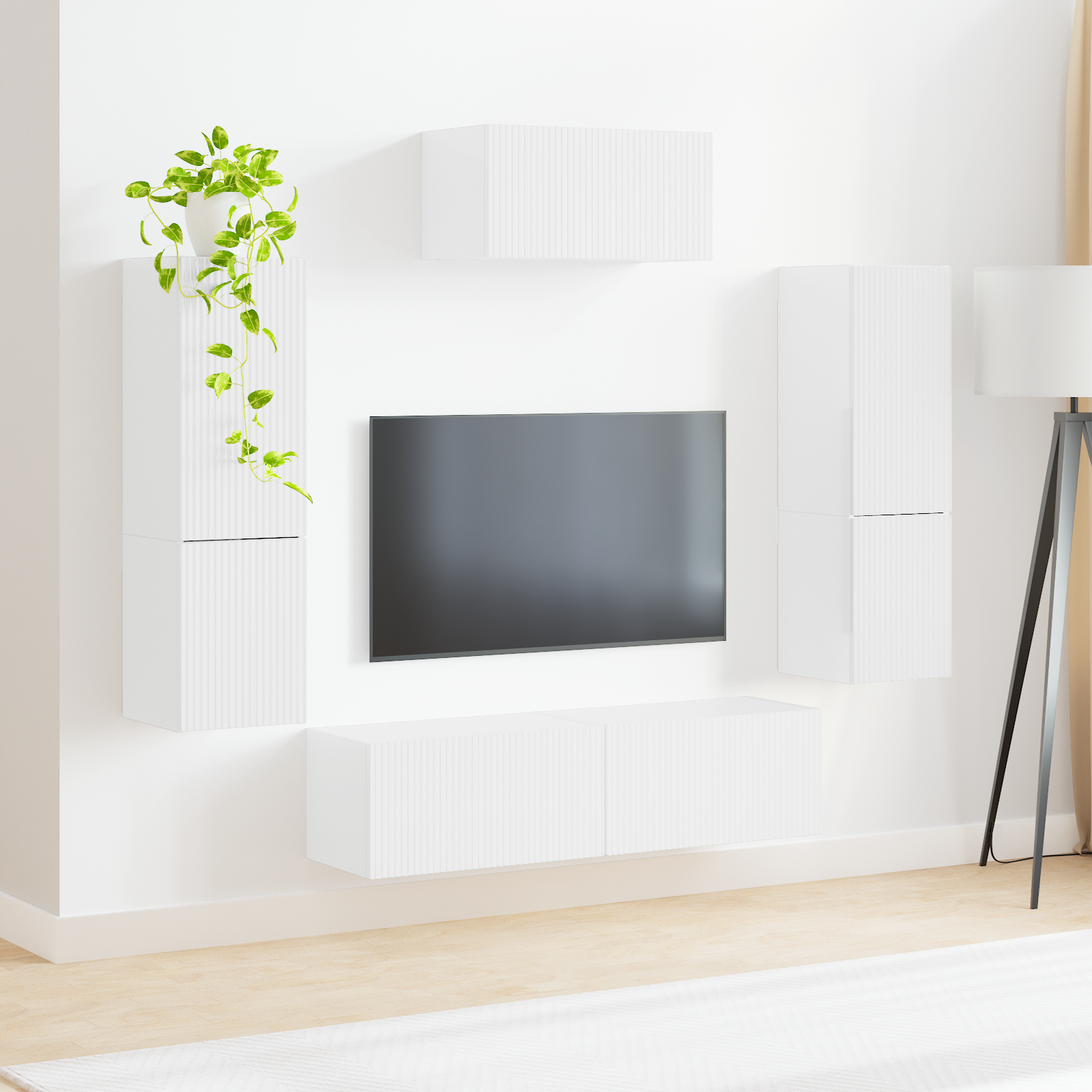 TV spintelių komplektas 4 pcs Aukštai blizganti balta