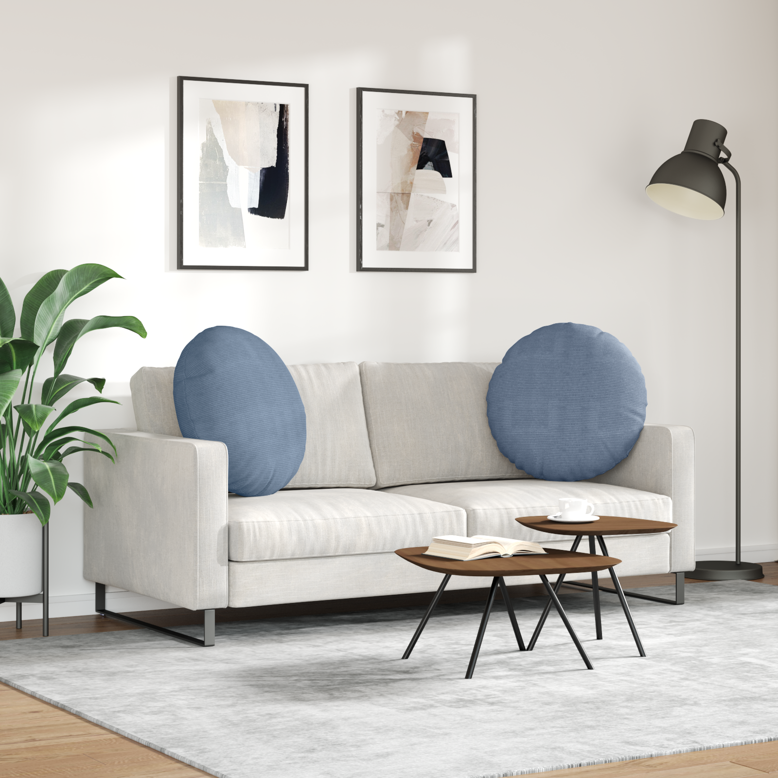 Sėdynių pagalvėlės 2 pcs Mėlyna Ø 80 cm Kordūrinis audinys